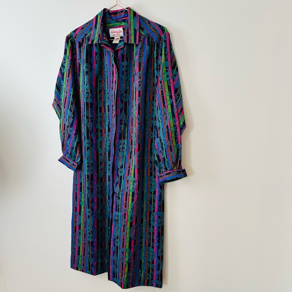 Vintage Henry Lee 90s Long Sleeved Midi Shirt Dress with Pockets made in USA - Picture 11 of 12